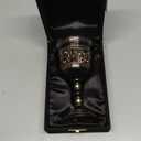 Solid Brass Gothic Chalice  Handmade Embossed Medieval Wine Goblet  Black & Gold Royal Vintage Cup  Unique Decor & Drinkware  6 Inch, Antique Floral Design