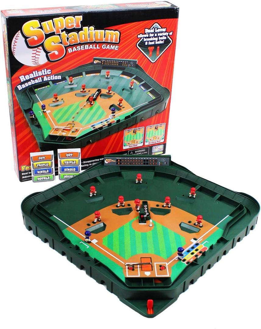 Game Zone Super Stadium Baseball Game - Realistic Tabletop Baseball Game for 2 Players Ages 6+, One Size
