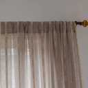 Linen Curtains 84 Inches Long - Embroidery Striped Farmhouse for Living Room, Tassel Boho for Bedroom, Light Filtering 2 Panels Set Rod Pocket Drapes (52" W x 84" L, Khaki)