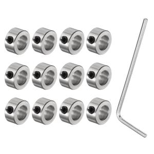uxcell 12pcs Set-Screw Collars 8mm Bore, Nickel Plated Steel Shaft Collars, 14mm OD, 7mm Width, Landing Gear Stopper Wheel Collar with Hex Wrench