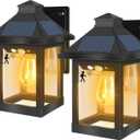 Solar Lanterns Wall Lights Outdoor, Solar Motion Lights IP65 Waterproof Dusk to Dawn Lighting with 3 Modes, LED Lamp Wall Sconces Fixtures for Front Porch, Patio, Garage, Barn, Villa