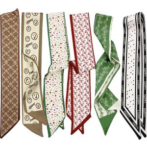 Hioyiwse Purse Scarf Handbags For Women Skinny Hair Neck Accessories Scarves With Bag Scarfs Handle Fashion Lightweight (07-floral37.8 Inches/2.6 Inches)