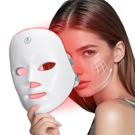 Red Light Mask for Face, 7 Custom Modes with Infrared, 850nm Infrared & Red Light Masks, Portable with Timer for Home Use