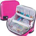 MYBAGZING Crochet Hook Case Empty - Crochet Hook Organizer Stand Up Unique Design -Corchet Organizer - for Knitting & Crochet Supplies(Case Only) (Fits up to 7 inches, Pink)