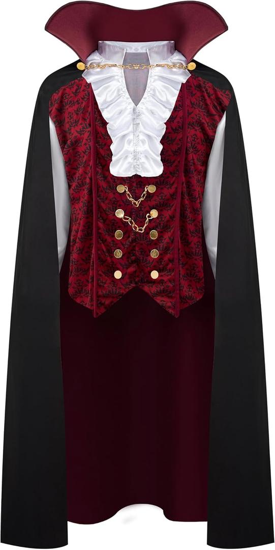 Spooktacular Creations Halloween Men Vampire Costume,Halloween Men's Vampire Cape, Dracula Costume Men (Medium, Red)