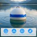 Boat Mooring Buoy Ball Mooring Buoy Float with Reflective Blue Stripe for Protection,Illuminated Buoy to Moor Boat Secure&Enhance Visibility 18 White