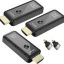 Wireless HDMI Transmitter and 2 Receivers, 2.4G/5G Plug & Play Portable Wireless HDMI Extender Kit 50M/165FT for Streaming Video and Audio to Monitor from Laptop/PC/TV Box/Projector - Two Displays