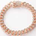 Chain Dog Collar, Bling Diamond Cuban Link Dog Collars Glitter Chain Rhinestone Puppy Necklace for for Small Medium Large Pet Dogs (Rose Gold, 20 inch)