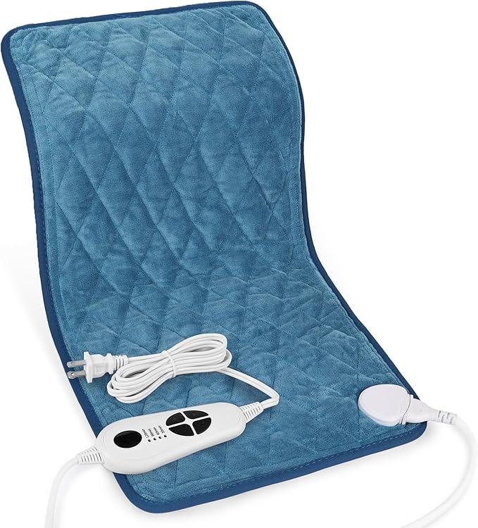 Deepsoon Heating Pad,Electric Heating Pads for Back,Neck,Abdomen,Moist Heating Pad for Shoulder,Knee,Arms,Legs,Dry/Moist Heat & Auto Shut Off,Christmas Gifts for Men and Women,Blue,24x12 Inch