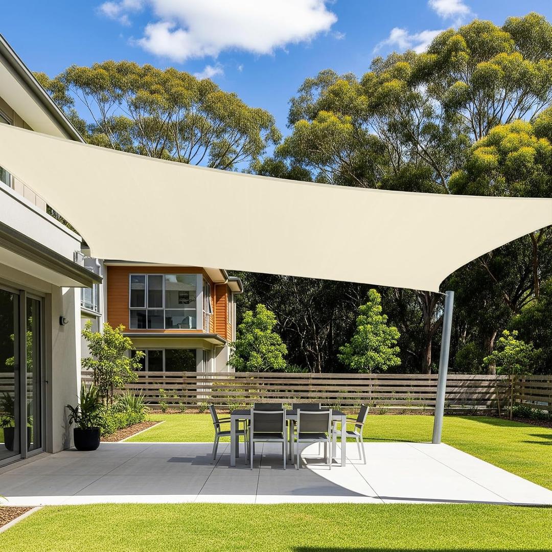 Cool Area Sun Shade Sail 13x20FT Rectangle Shade Canopy Outdoor Sunshade for Patio Backyard Garden, Butter Cream