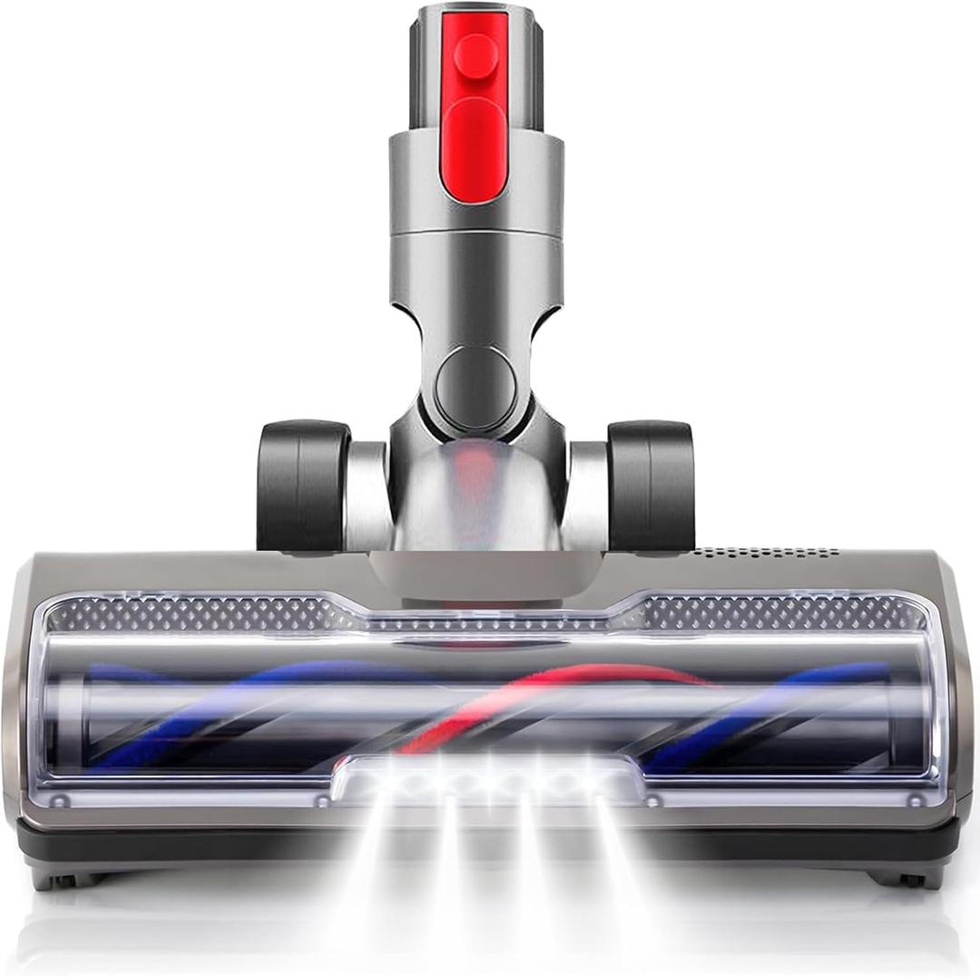 Large Roller Vacuum Brush Head Replacement Parts for Dyson v7 v8 v10 v11 v15 Motorhead Fluffy Animal Cyclone Absolute Direct Carpet Attachments with 4 LED Lights, V10slim / Ball Series NOT Compatible