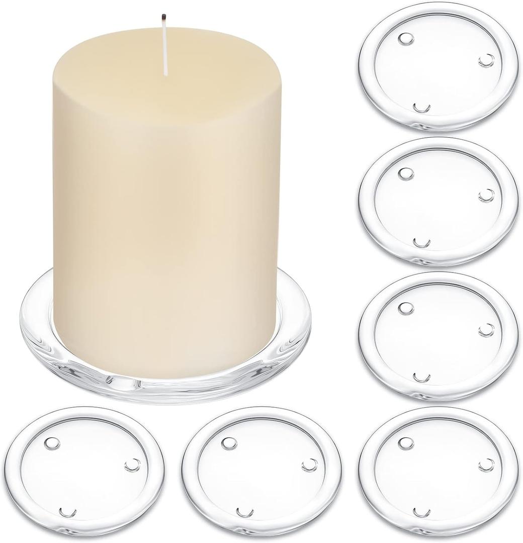 Patelai 12 Pieces Clear Glass Pillar Candle Holder Plates 4 Inch Round Glass Candle Plate Small Flat Tray for Dining Table Centerpiece Wedding Spa Home Party Decoration
