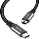 AGVEE 3.3ft USBC to Mini USB Cable, Gold Plated End Tips, Braided Durable MiniB 5Pin to TypeC Data Charging Charger OTG Cord for Hero 3+, Canon Nikon Camera, GPS, Blue Yeti, Dark Gray