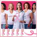 Meanplan 12 Sets Breast Cancer Awareness Gift for Women Pink Ribbon Mini Hair Brush with Card Motivational Breast Cancer Awareness Accessories Item for Survivor Charity Event Support Party Supplies