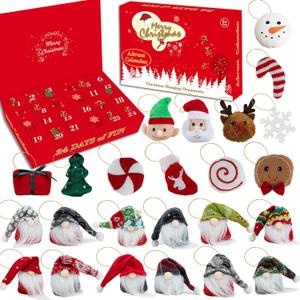 Christmas Gnomes & Xmas Plush Dolls Advent Calendar 2025, Christmas Hanging Collectible Ornaments, 24 Days Countdown Calendar Gift for Tree Decoration Home Decor