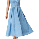 DREFBUFY Women's Maxi Dress Sleeveless Denim Long Summer A-line Casual Blue Cotton Boho Flowy Sundresses for Women Small, Blue01