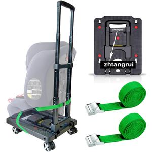 Car Seat Dolly for Airport - CarSeat Roller Cart Wheels for Airplane - Car Seat Travel Cart Carrier with Straps Foldable Luggage Trolley Folding Hand Truck(Green)