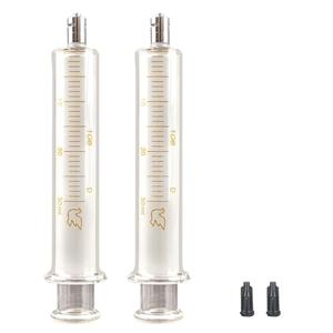 Jiaxix 2 Pack 30ml/cc Glass Syringe With Metal Head and Caps for Liquid,Small Syringe for Oil or Glue Applicator,No Needle