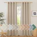NICETOWN Thick Linen Curtains Privacy with Light Filtering, Grommet Semi Sheer Not See Through Linen Blend Curtain Drapes Vintage & Rustic for Farmhouse / Living Room, Angora, W55 x L84, 2 Panels