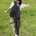 CONTAIL 18L Women Puffy Backpack,Qulited Puffer Bookbag,Black