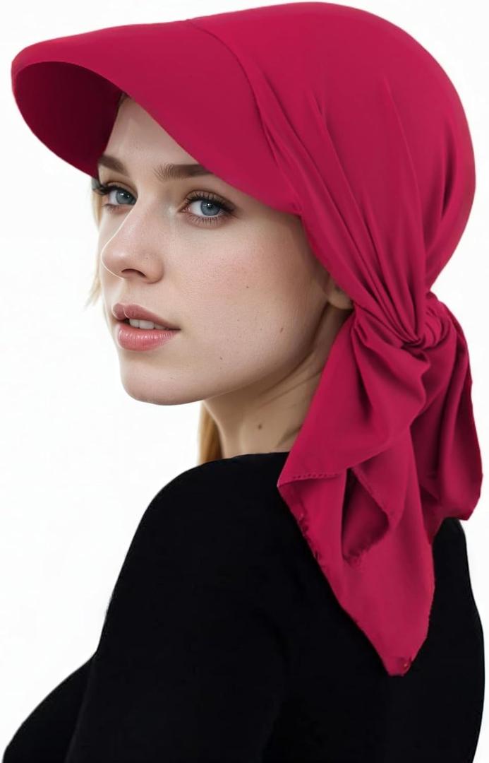 Headscarf Baseball Cap for Men Women, Summer Sun Visor Hat (Red)
