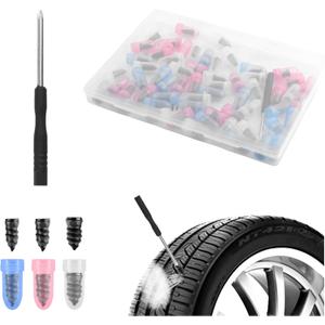 2 x 60PCS Tire Screw Plug Repair Kit,Self-Service Tire Repair Kit Includes 3 Sizes of Screw in Tires Plugs & Screwdriver for Quick Repairs,Professional Tires Repairs Rubber Nail (60PCS)