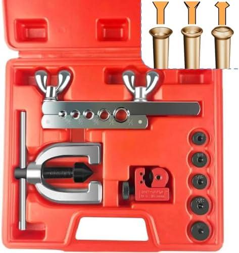 Brake Line Flaring Tool Kit, 3/16", 1/4", 5/16", 3/8" and 1/2” Double & Single Tubing Flare Tool for Copper and Aluminum Fuel Line Tube