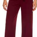 Women's Casual High Waisted Wide Leg Dress Pants with Pockets and Belt (Red, XL)