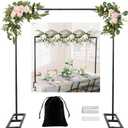 8.2 FT Wedding Arch Rectangle Stand Square Backdrop Stand, Extra Clamps to Table Rod Stand, Adjustable Photo Booth Background Kit, Balloon Arch Stand for Birthday Party Baby Shower Decor,Black