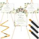 3 Pack Easel Stand for Wedding Sign & Poster 63" Foldable and Adjustable Floor Metal Easels for Display Painting Arts, with Portable Bag, Gold