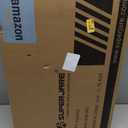 SUPERJARE Kitchen Bakers Rack with Power Outlet, Coffee Bar Table 4 Tiers, Kitchen Microwave Stand with 6 S-Shaped Hooks, Storage Shelf Rack for Spices, Pots and Pans - White (23.6 inch)