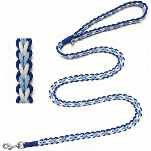 2 x Braided Dog Leash 5FT: Cotton Rope Dogs Leash for Puppy Small Medium Large Dogs - Soft Durable Training & Walking Dog Lead, Heavy Duty and Strong (Blue)