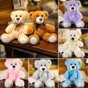 Plush Teddy Bear Cute Stuffed Animal Bear with Bow Plush Toys Gift for Kids and Girls 35cm/13.8 Inches (Khaki+Cream+Brown)