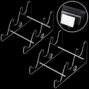Elsjoy 2 Pack Acrylic Display Stand, 3-Tier Mechanical Keyboard Holder, Desktop Clear Rack Computer Storage Shelf for 6 Keyboards (Each Holds 3)
