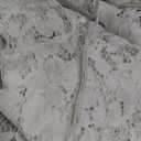 MakeMeChic Women's Floral Lace Tops Tie V Neck Blouse Long Sleeve Ruffle High Low Elegant Shirt, L