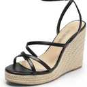 DREAM PAIRS Strappy Espadrille Platform Wedge Sandals for Women Dressy Summer, Comfortable Open Toe Sandals with Cushioned Insole and Ankle Strap Buckle 7.5