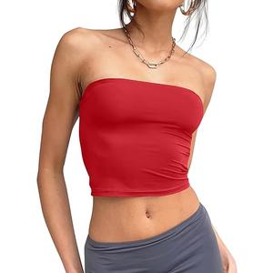 Trendy Queen Womens Tube Tops Strapless Crop Tops Basic Backless Sleeveless Bandeau Going Out Cute 2025 Summer Outfits (Small, Black)