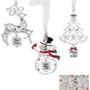 Laraine Christmas Tree Ornaments 3 Pieces 2024 Decorative Hanging Pendant of Car Charm Holiday Keepsake Gift Home Decor (Gift Set - B (2024)