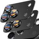 SiHPuoy 2 Pack Camera Lens Protector for iPhone 17 Pro Max Accessories, Metal Aluminum Alloy Tempered Glass Camera Protector, [Military Grade Shatterproof] [Case Friendly]-Black