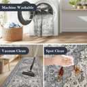 PURRUGS Vintage Farmhouse Boho Area Rug 5x7 ft, Non-Slip Machine Washable Rug, Accent Oriental Rug for Living Room, Dining Room, Bedroom, Entryway and Kitchen, Periwinkle Gray/Soft Ivory