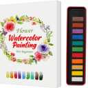 Watercolor Workbook for Beginners, Watercolor Paint Set, Arts & Crafts Water Color Book Notebook Practice Coloring Book for Adults and Teens with 12 Colors Painting Set & Brush (Flowers)