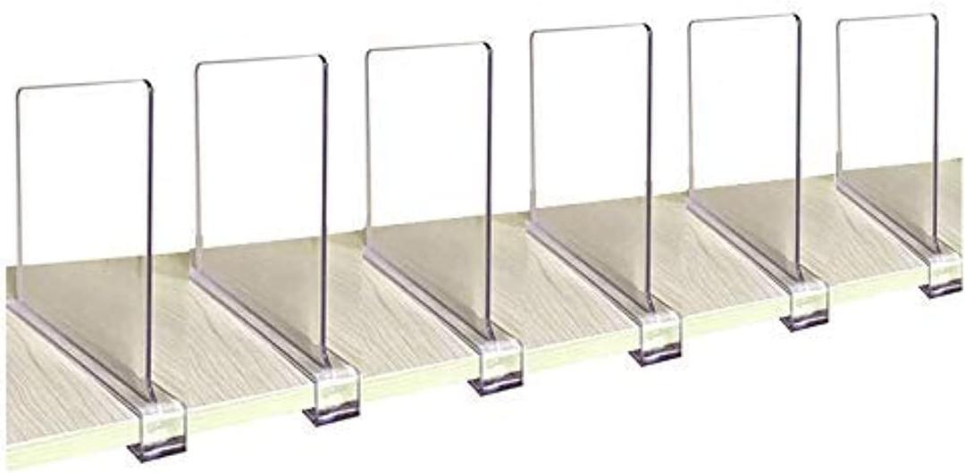 CY craft Acrylic Shelf Divider, Wood Shelf Dividers, Clear Closet Shelf Separators Clothing Organizer Perfect for Bedroom Shelving Organization and Kitchen Cabinet Shelf Storage,6 PCS