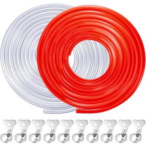 Weysat 2 Pcs 20FT Kegerator Beer Co2 Gas Dual Lines Kit, ID 3/16 Keg Beer Lines Tubing & ID 5/16'' Co2 Gas Hose Food-grade PVC Tubing Keg Faucet Tube with 10 Pcs Hose Clamps for Homebrew