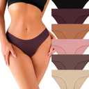 Seamless Underwear for Women Soft No Show Panties Sexy High Cut Invisible Hipster Silky Cheeky Ladies Bikini 5 Pack, S