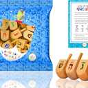 10-Pack Natural Wood Dreidels Hanukkah Draydel with English Transliteration & Instruction Cards