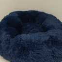 Bedsure Calming Dog Bed for Small Dogs - Donut Washable Small Pet Bed, 23 Inches Anti-Slip Round Fluffy Plush Faux Fur Large Cat Bed, Fits up to 25 Lbs Pets, Navy