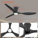 TALOYA Ceiling Fans with Lights,52 inch Modern Low Profile Ceiling Fan with Quiet Reversible DC Motor,Flush Mount,3CCT, Black Ceiling Fan for Bedroom Living Room Kitchen and Patio