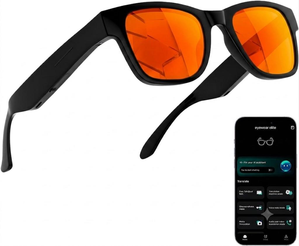 AI Smart Glasses with ChatGPT  Bluetooth, Real-Time Translation, Music & Hands-Free Calls, Photochromic Lenses, UV & Blue Light Protection for Men & Women