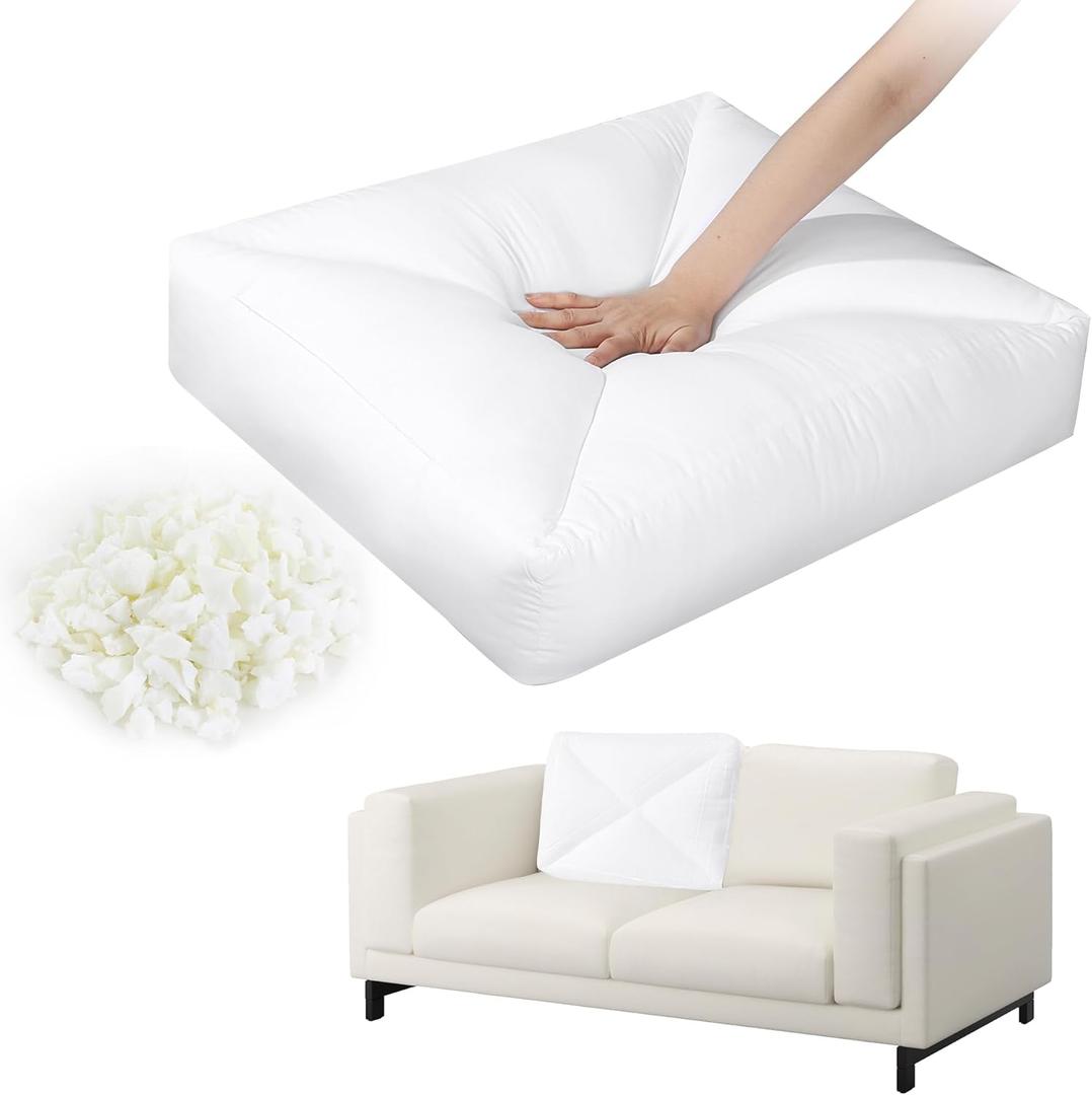 HOMBYS Shredded Foam Couch Back Cushions Replacement, Stuffing Fill Removable Sofa Back Waist Cushions, Lumbar Support Pillow 1 Pack, Supportive & Durable (27.5"x18"x5")