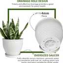 13.8 Inch Round Plastic Planters Urns, Set of 2, White Flower Pots, 13.78 inches x 10.83 inches